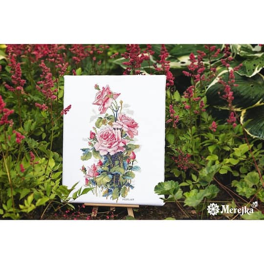 Merejka® Pink Roses Counted Cross Stitch Kit